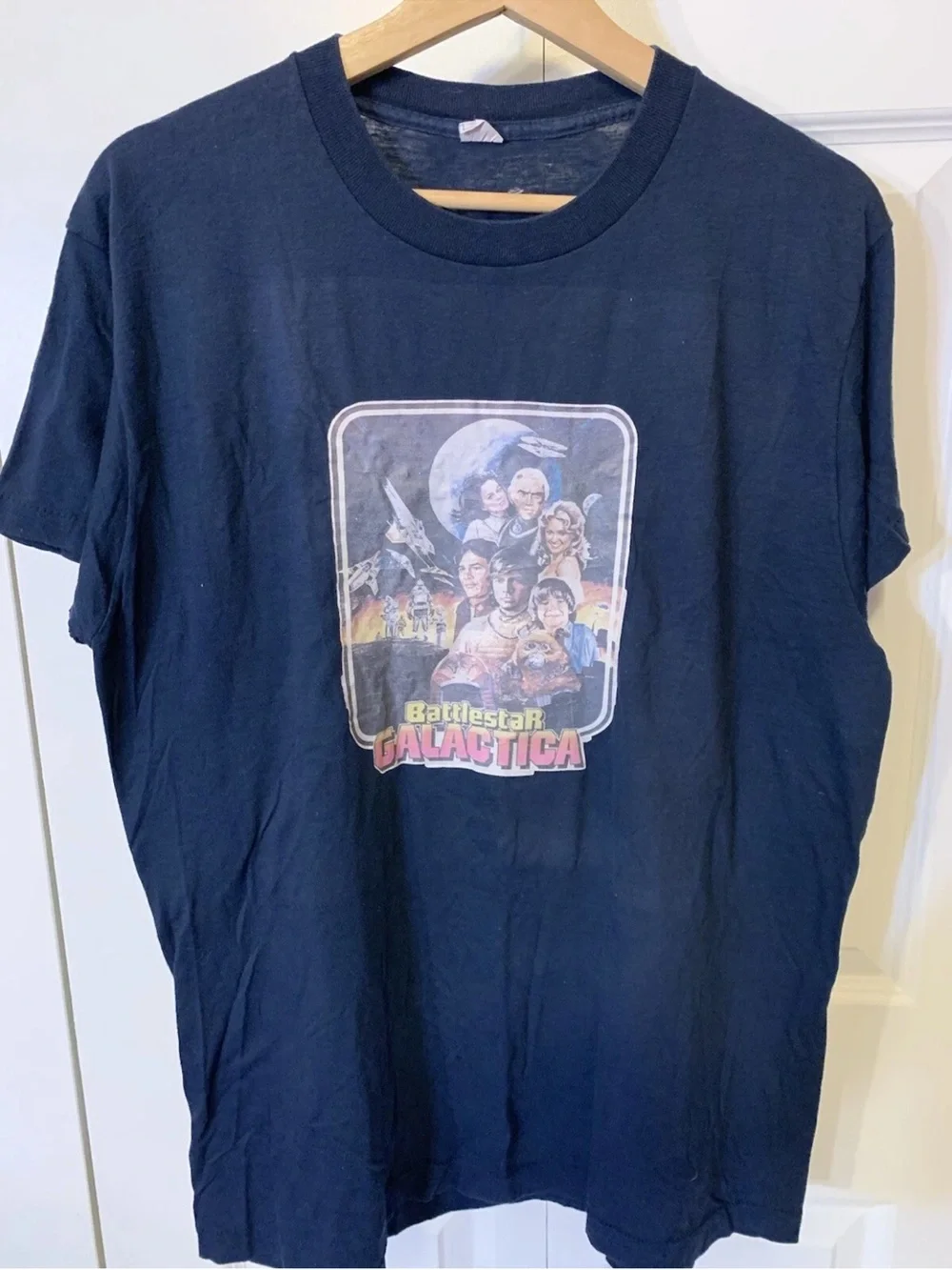 Rare Vintage 1978 Battlestar Galactica T Shirt Sz XL Science Fiction Space